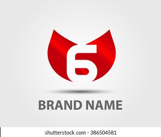 Vector sign spherical number 6 logo