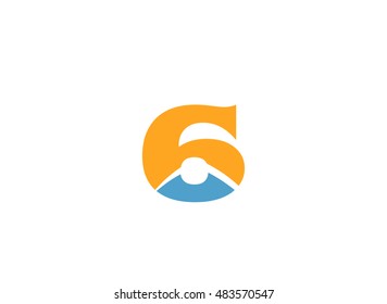 Vector sign spherical number 6 logo
