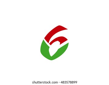 Vector sign spherical number 6 logo

