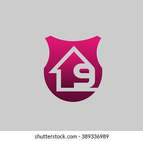 Vector sign spherical number 9
