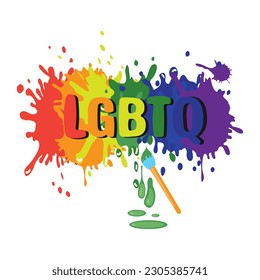 Vector, sign with splash style paint, LGBTQ pride flag colors