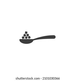 Vector Sign Of The Spoon With Sugar Symbol Is Isolated On A White Background. Spoon With Sugar Icon Color Editable.