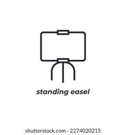 El símbolo del caballete de pie del vector está aislado en un fondo blanco. color de icono modificable.