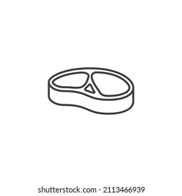 Vector sign of the steak symbol is isolated on a white background. steak icon color editable.