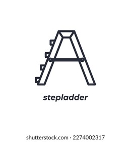 Vector sign stepladder symbol is isolated on a white background. icon color editable.