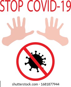 vector sign "stop covid-19", slogan against virus, emblem, against coronavirus, quarantine