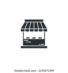 El símbolo vector del símbolo Store se aísla en un fondo blanco. Almacenar color de icono modificable.