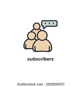 Vector sign of subscribers symbol is isolated on a white background. icon color editable.