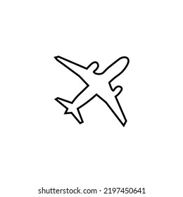 Vector sign suitable for web sites, apps, articles, stores etc. Simple monochrome illustration and editable stroke. Line icon of flying airplane 