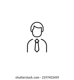 Vector sign suitable for web sites, apps, articles, stores etc. Simple monochrome illustration and editable stroke. Line icon of faceless man in office clothes 