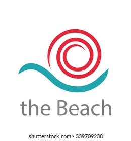 Vector sign sun and ocean
