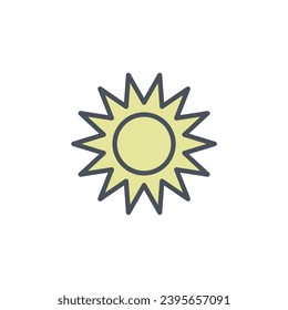 Signo vectorial del símbolo de la luz solar aislado en un fondo blanco. color de icono modificable.