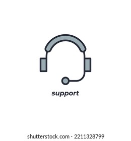 Vector sign support symbol is isolated on a white background. icon color editable.