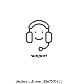 Vector sign support symbol is isolated on a white background. icon color editable.