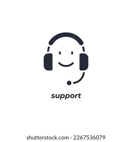 Vector sign support symbol is isolated on a white background. icon color editable.