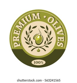 Vector sign symbol of the olive oil. Label isolated on white background.