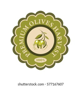 Vector sign symbol of the olive oil. Label isolated on white background.