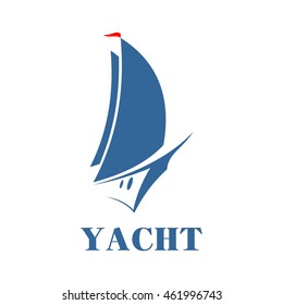 Vector sign symbol yacht. Isolated on white background.