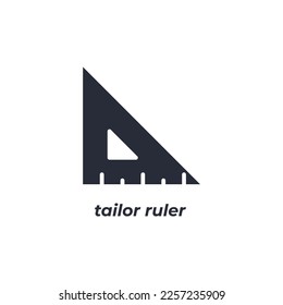 Vector sign tailor ruler symbol is isolated on a white background. icon color editable.