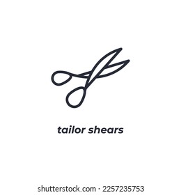 Vector sign tailor shears symbol is isolated on a white background. icon color editable.