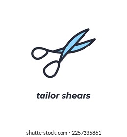 Vector sign tailor shears symbol is isolated on a white background. icon color editable.