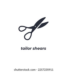 Vector sign tailor shears symbol is isolated on a white background. icon color editable.