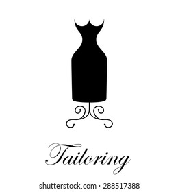 Vector sign tailoring. Mannequin with black dress