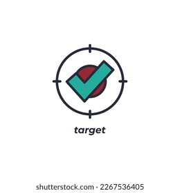 Vector sign target symbol is isolated on a white background. icon color editable.