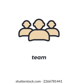 Vector sign team symbol is isolated on a white background. icon color editable.
