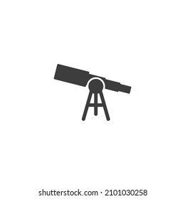 El signo vectorial del símbolo del telescopio se aísla sobre un fondo blanco. color del icono del telescopio modificable.