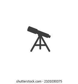 El signo vectorial del símbolo del telescopio se aísla sobre un fondo blanco. color del icono del telescopio modificable.