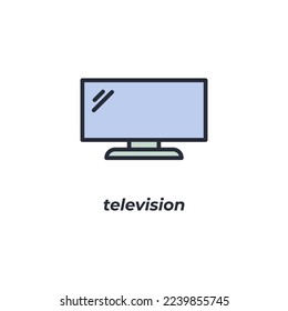 Vector sign television symbol is isolated on a white background. icon color editable.