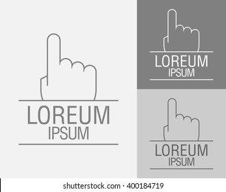 Vector sign template. Hand with a raised index finger up. Vector illustration