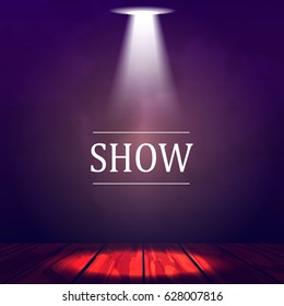 Vector sign for theater. A scene and a falling light. Show.