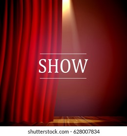 Vector sign for theater. A scene and a falling light. Show.