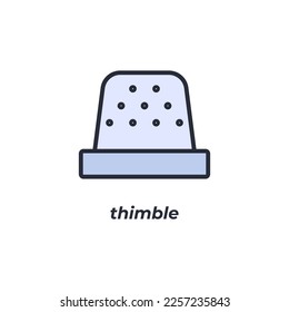 Vector sign thimble symbol is isolated on a white background. icon color editable.