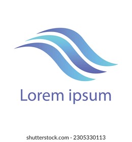 Firma vectorial de tres ondas. logotipo de degradado azul. icono de onda para su empresa