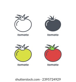 Vektorzeichen des Tomatenzeichens einzeln auf weißem Hintergrund. Symbolfarbe editierbar.