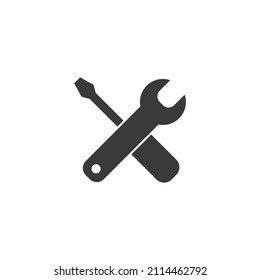 El signo vectorial del símbolo de las herramientas está aislado en un fondo blanco. color del icono de herramientas modificable.