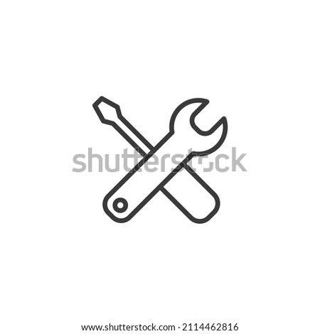 Vector sign of the tools symbol is isolated on a white background. tools icon color editable.
