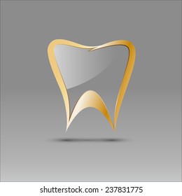 Vector sign tooth in glass