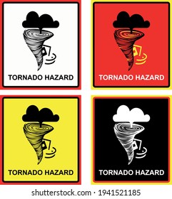 Signo vectorial de tornado, desastre natural, fenómeno silueta símbolo peligroso