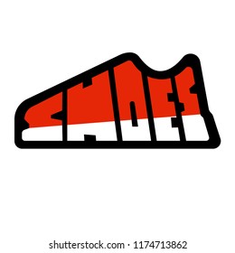Vector sign with training shoes logotype / icon / sticker. Quote for card. Creative sport print. Silhouette style. Running shoe, sneaker isolated on light background. Flat design. 10 eps. Easy to edit