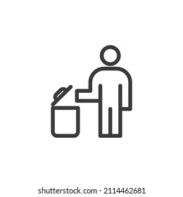 El signo vectorial del símbolo de la basura está aislado en un fondo blanco. color del icono de basura editable.