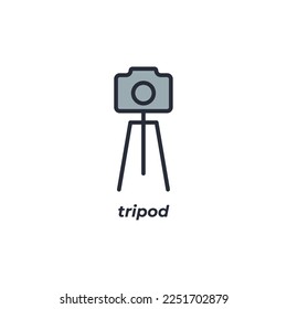 Vector sign tripod symbol is isolated on a white background. icon color editable.