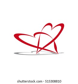 Vector sign two red hearts 