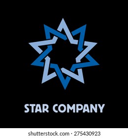 Vector sign two star crossed on black background