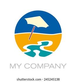 Vector sign umbrella on the beach