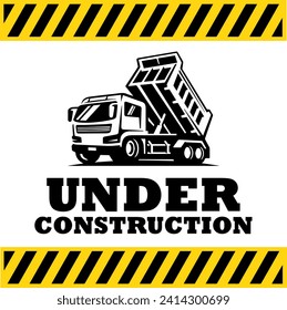 Señal del vector bajo el icono del camión de construcción, eps10
