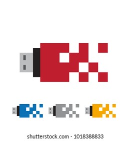 Vector sign, USB WiFi modem or adapeter. Design with pixel